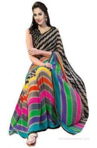 Sunita Sarees Striped Mysore Art Silk Sari